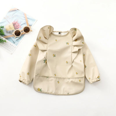 Girls Ruffle Waterproof Long Sleeve Art Bib