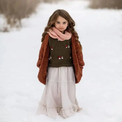 Mushroom Embroidery Knit Top