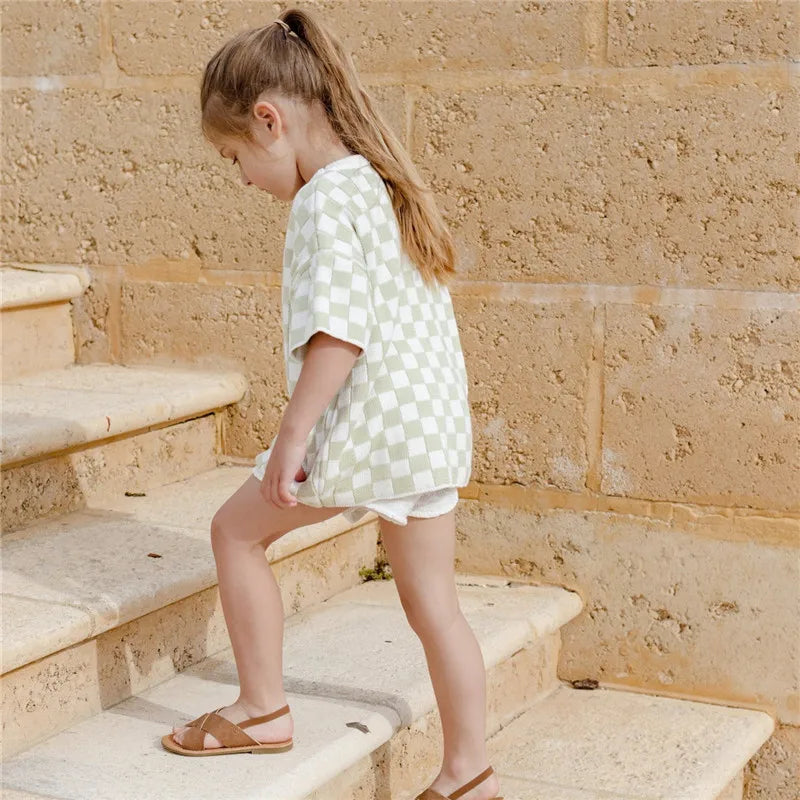 Checkered Knitted Resort Set