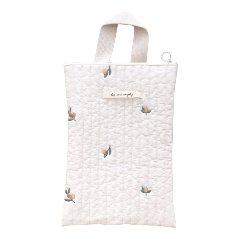 Quilted Embroidered Diaper travel Bag
