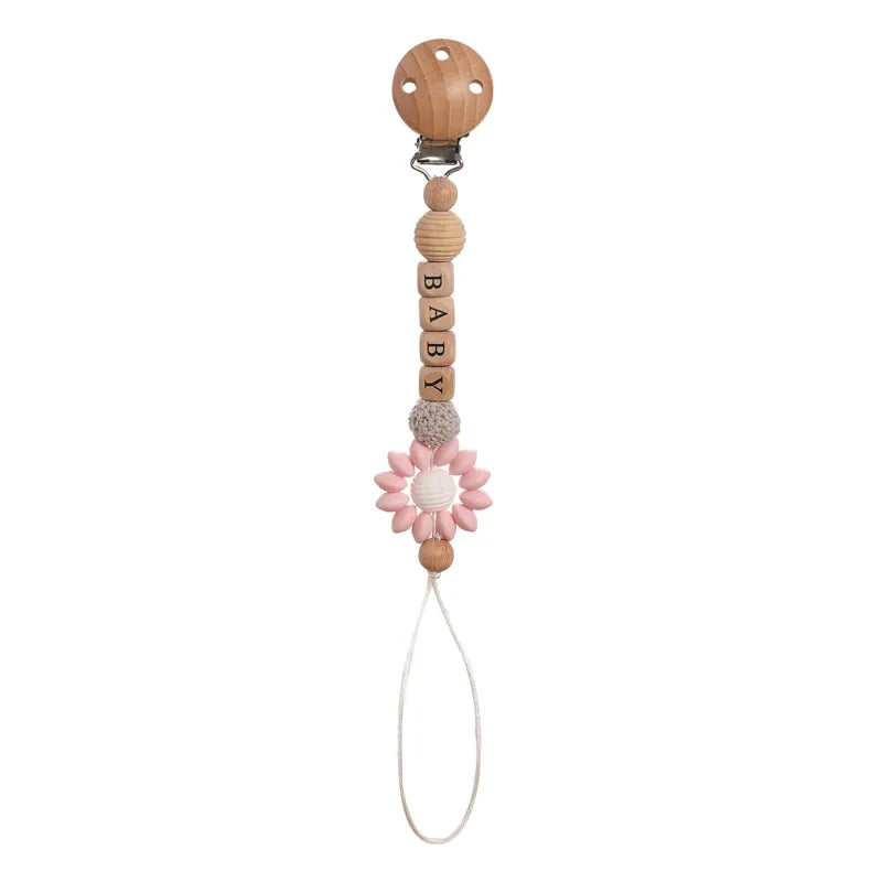 Floral Wooden Clip Pacifier Holder