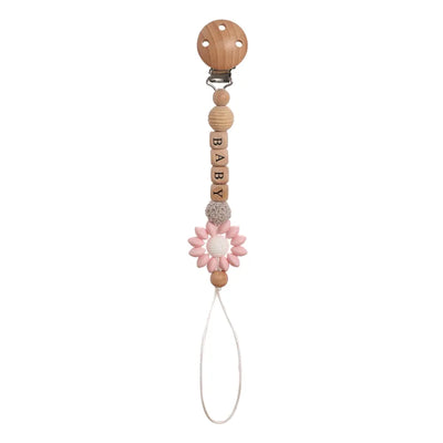 Floral Wooden Clip Pacifier Holder