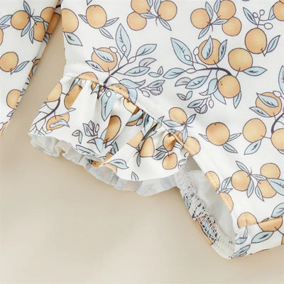Baby Girl Floral Print Backless Bathing Suit