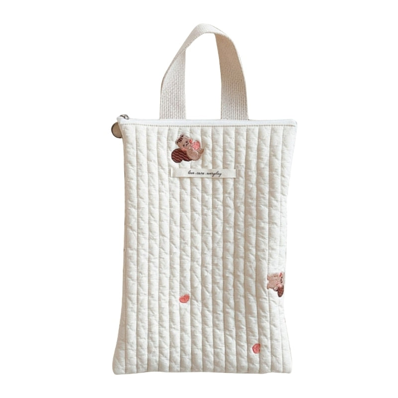 Quilted Embroidered Diaper travel Bag