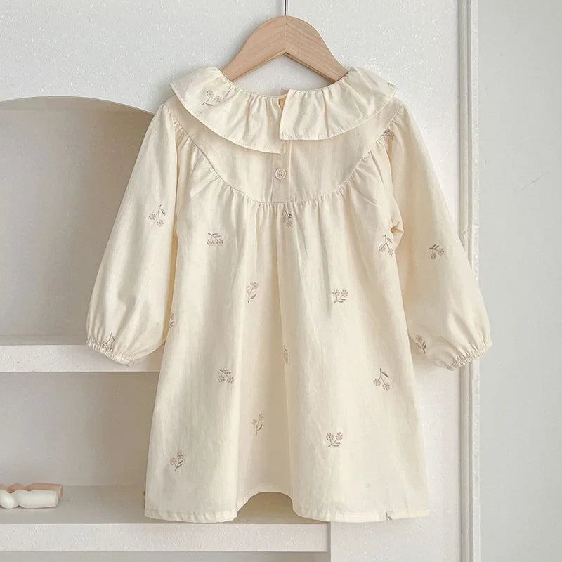 Long Sleeve Flower Embroidered Dress