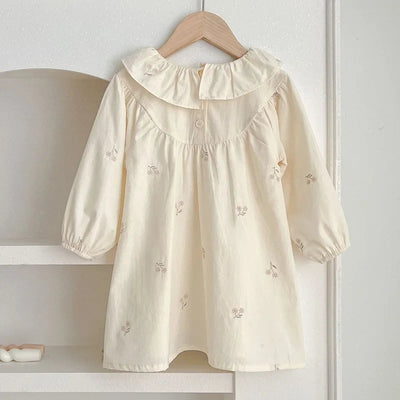 Long Sleeve Flower Embroidered Dress