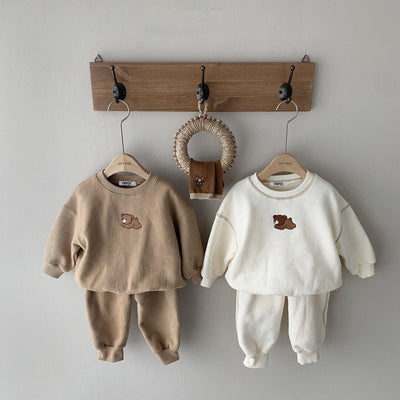 Cozy Cartoon Bear Print Jogger Set