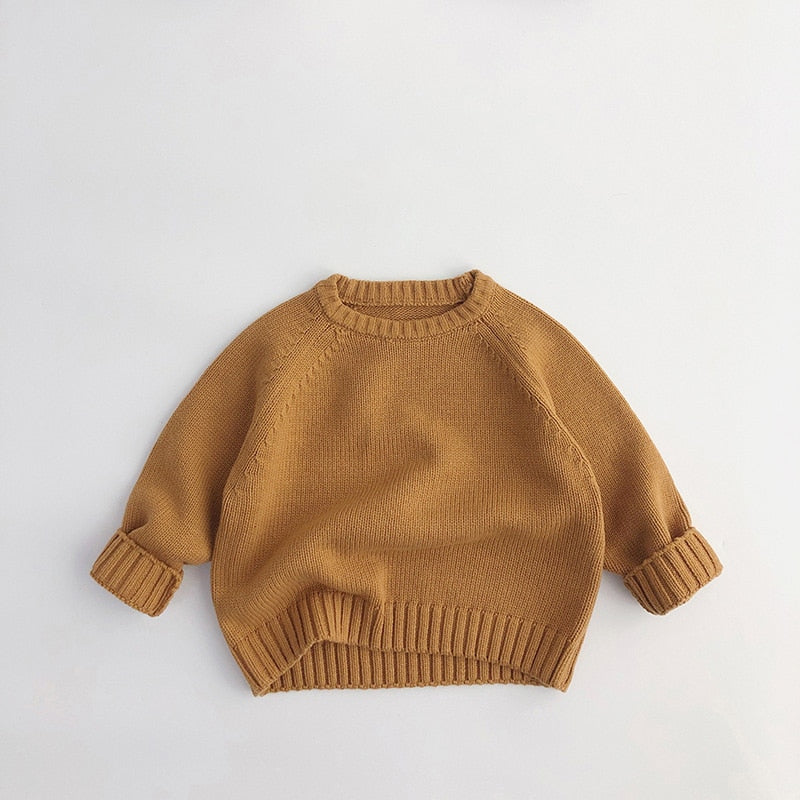 Solid Cotton Round Neck Sweater