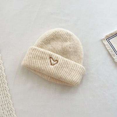 Heart Embroidered Baby Beanie Cap