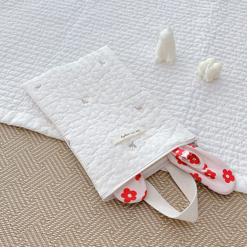 Quilted Embroidered Diaper travel Bag