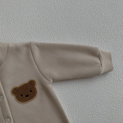 Teddy Bear Patch Hoodie Jumpsuit