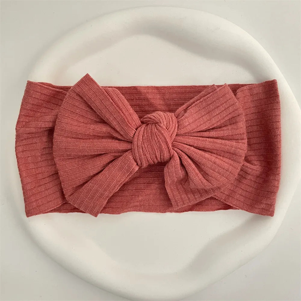 Ribbed Bow Elastic Soft Headband