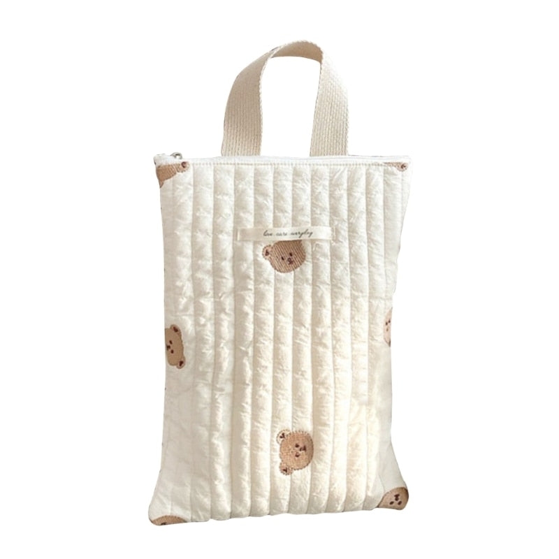 Quilted Embroidered Diaper travel Bag