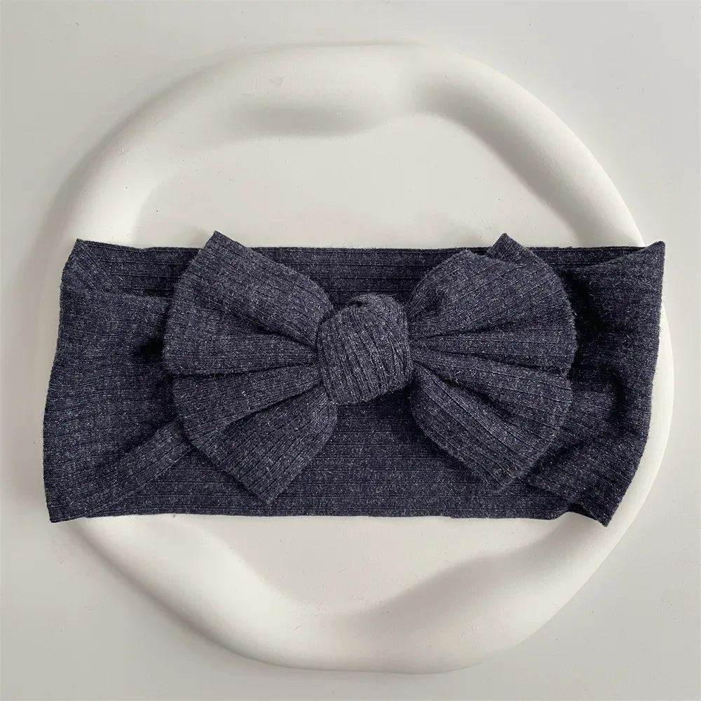 Ribbed Bow Elastic Soft Headband
