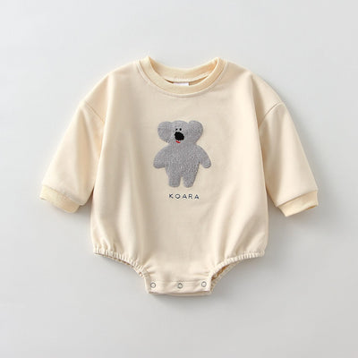 Long Sleeve Cartoon Embroidered Overalls Bodysuits