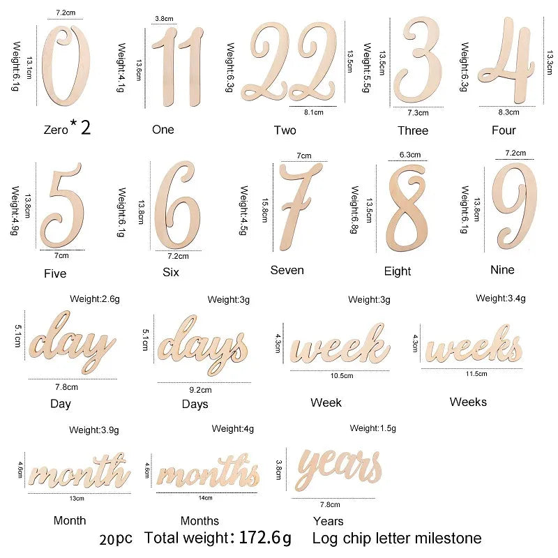 Wooden Balloon Milestone Month Card