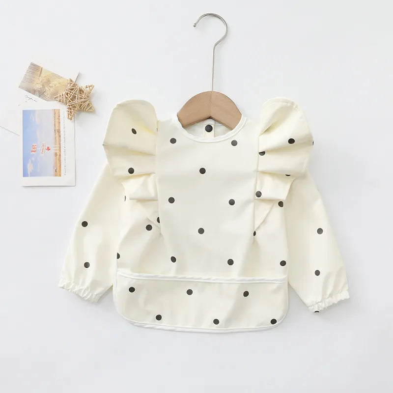 Girls Ruffle Waterproof Long Sleeve Art Bib