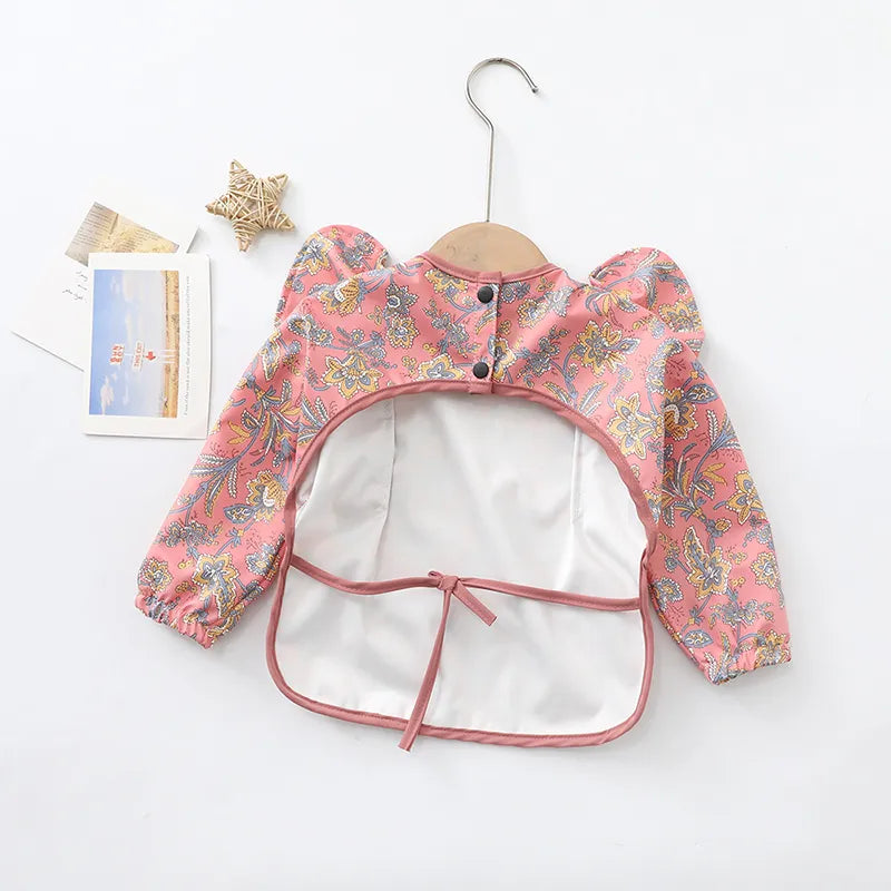 Girls Ruffle Waterproof Long Sleeve Art Bib