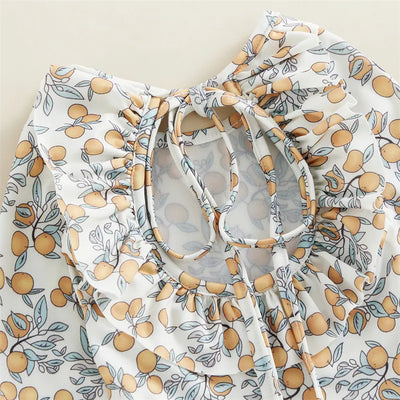 Baby Girl Floral Print Backless Bathing Suit