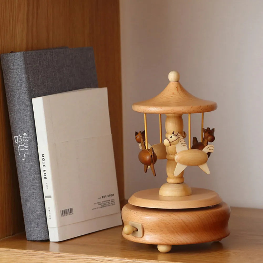 Wooden Carousel Music Box