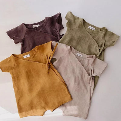 Solid Linen Kimono Romper