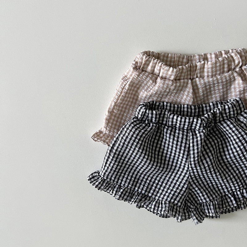 Plaid Ruffle Shorts Set