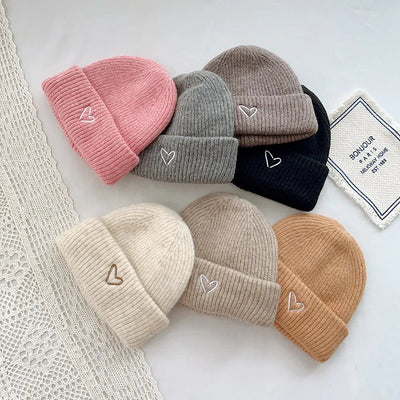 Heart Embroidered Baby Beanie Cap