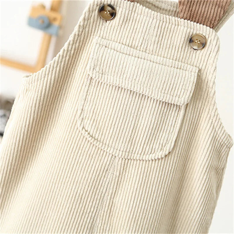 Front Pocket Corduroy Overalls Jumpsuit