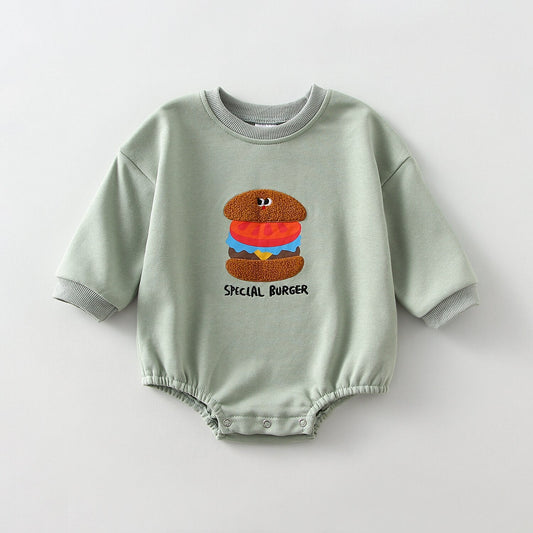 Long Sleeve Cartoon Embroidered Overalls Bodysuits