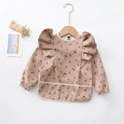 Girls Ruffle Waterproof Long Sleeve Art Bib
