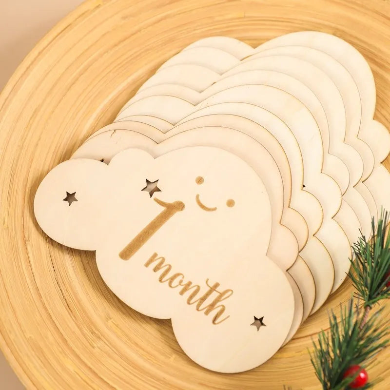 Spanish English Wooden Baby Milestone Card For Newborns