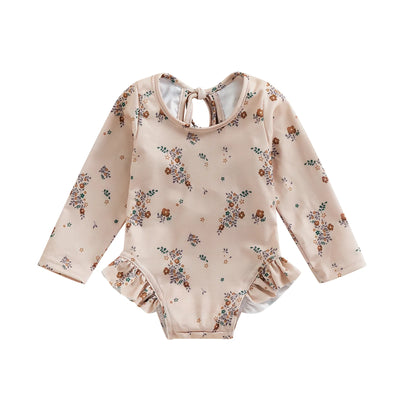 Baby Girl Floral Print Backless Bathing Suit