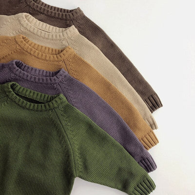 Solid Cotton Round Neck Sweater