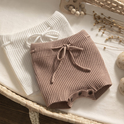 Baby Girls Solid Color Knit Shorts