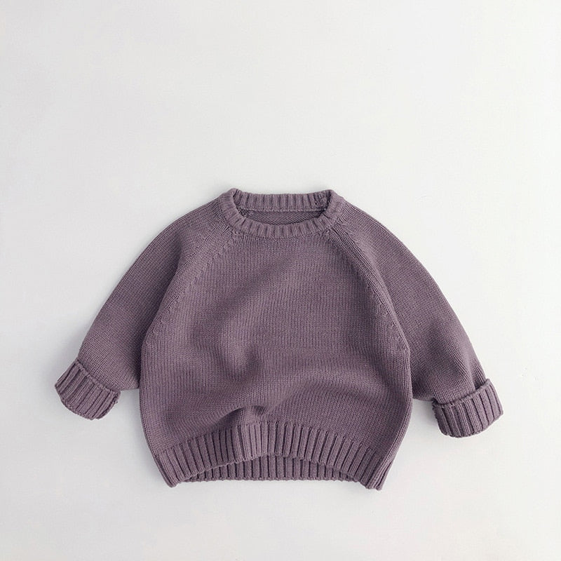 Solid Cotton Round Neck Sweater