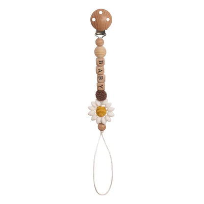 Floral Wooden Clip Pacifier Holder