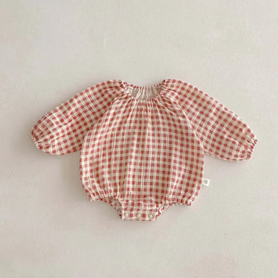 Plaid Hearts Girls Romper