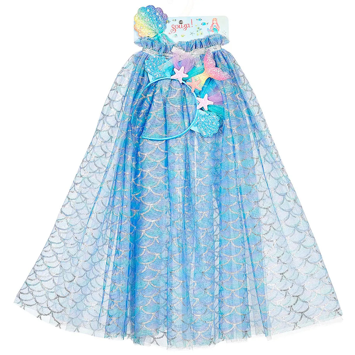 Marlya mermaid cape + tiara + wand set (2 sizes)