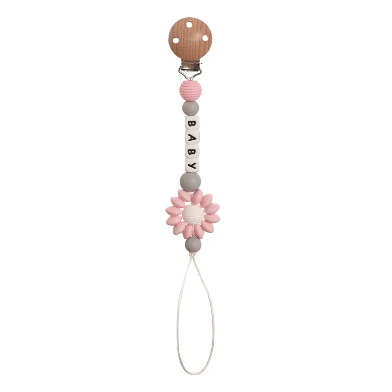 Floral Wooden Clip Pacifier Holder
