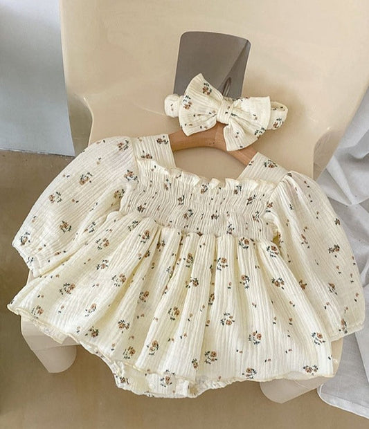 Vintage Style Floral Bodysuit Dress