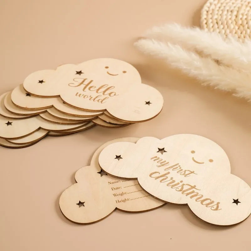 Spanish English Wooden Baby Milestone Card For Newborns