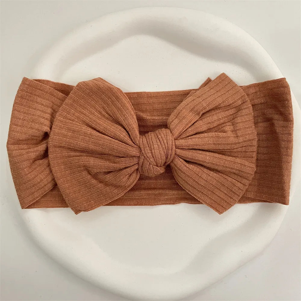 Ribbed Bow Elastic Soft Headband