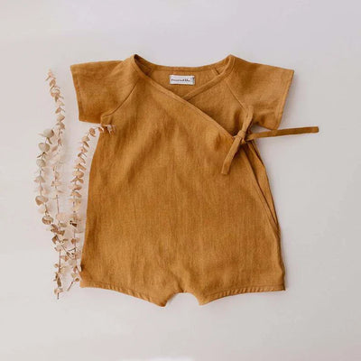 Solid Linen Kimono Romper