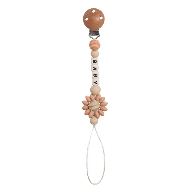 Floral Wooden Clip Pacifier Holder
