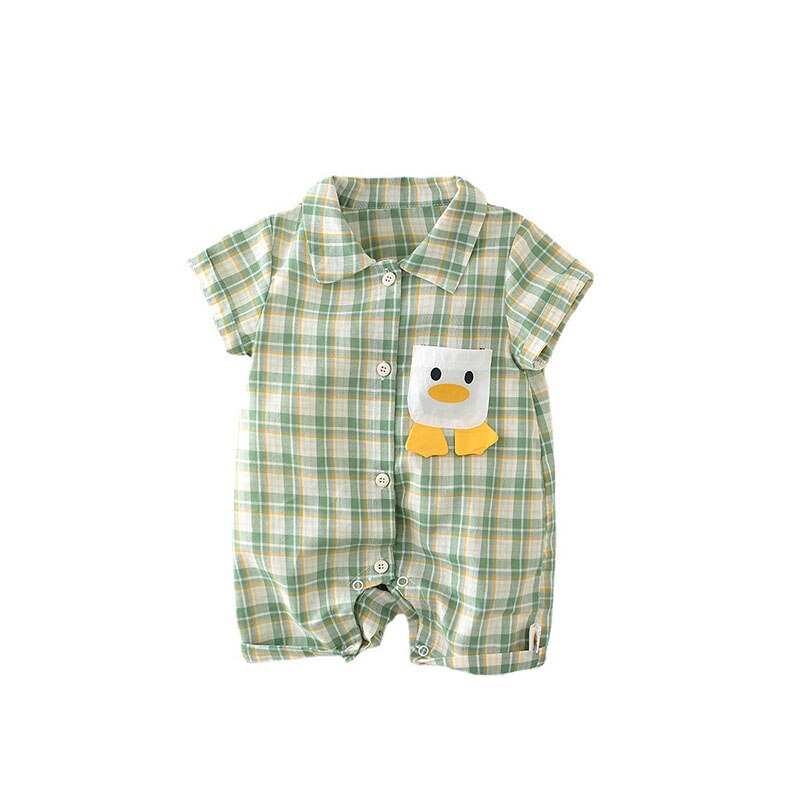 Duck Plaid Cartoon Boys Rompers