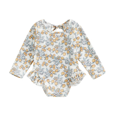 Baby Girl Floral Print Backless Bathing Suit