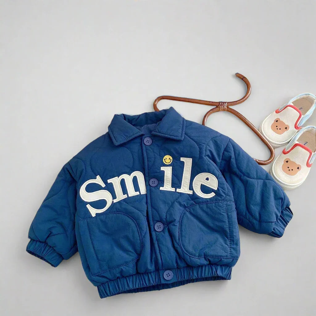 Smile Embroidery Puff Jacket