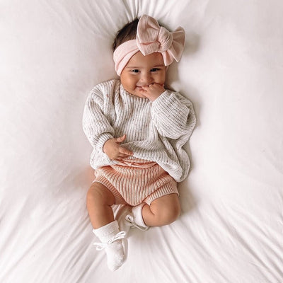 Baby Girls Solid Color Knit Shorts