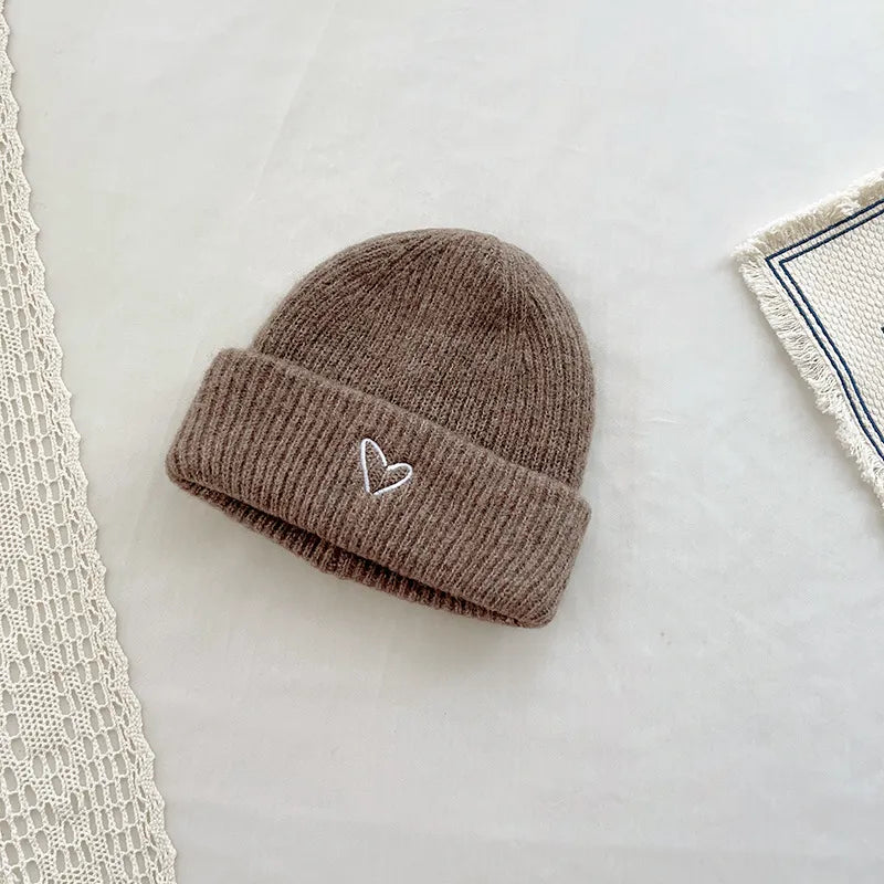 Heart Embroidered Baby Beanie Cap