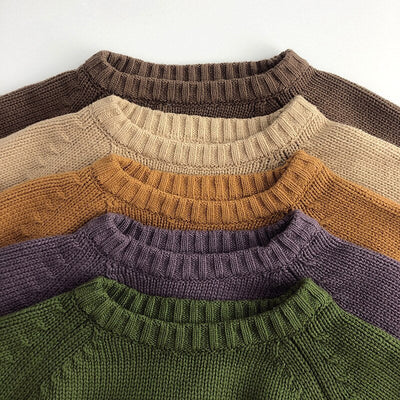 Solid Cotton Round Neck Sweater